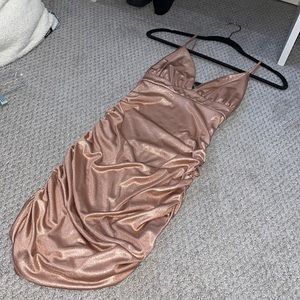 Metallic pink ruched semi dress